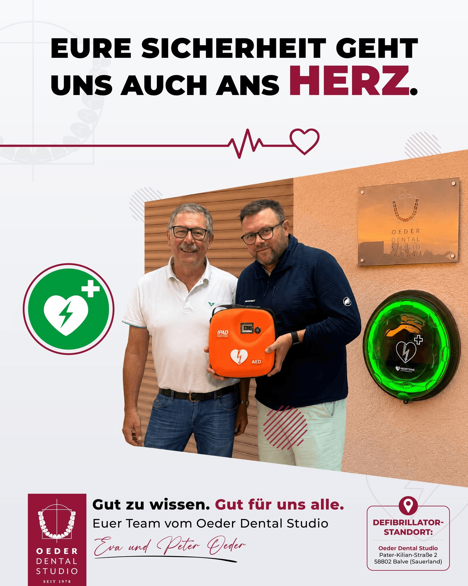 Oeder Dentalstudio in Balve - News - Defibrillator Standort bei Oeder Dentalstudio